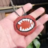 Accessoires|Billy's Lots of Knots Makramee-Halskette "Vampir" mit rotem Jaspis, Halloween Collier