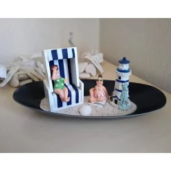 Tischdekoration|SaBienchenshop Maritime Tischdekoration Sommer Strandkorb Leuchtturm Muscheln Geschenkidee