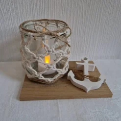 Clearance Maritimes Windlicht aus Makramee mit einem Anker Tischdekoration