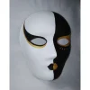 Online Maske, schwarz, weiß, gold, handbemalt, Tiermaske, Pappmache Masken