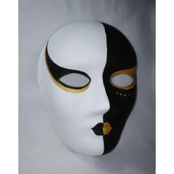 Online Maske, schwarz, weiß, gold, handbemalt, Tiermaske, Pappmache Masken