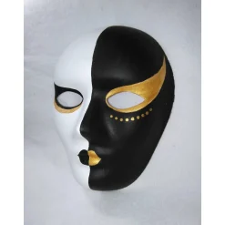 Online Maske, schwarz, weiß, gold, handbemalt, Tiermaske, Pappmache Masken