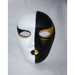 Online Maske, schwarz, weiß, gold, handbemalt, Tiermaske, Pappmache Masken