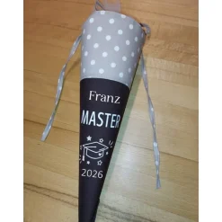 New Master, Abschlusstüte, Glückwunschtüte - Braun Punkte personalisierbar mit Namen Geschenke