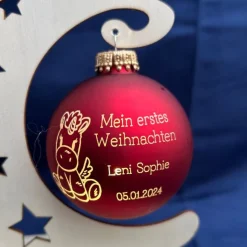 Sale Mein erstes Weihnachten - Personalisierte Weihnachtskugel mit Lasergravur Baumschmuck Personalisierbar
