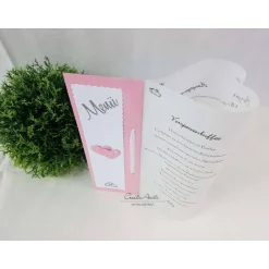Einladungskarten|CreativAnita Menükarte Tischlicht HERZ rosa-weiß - 5 Stück