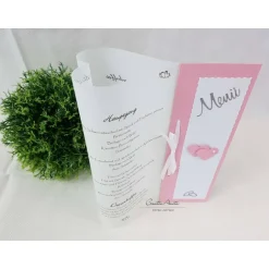 Einladungskarten|CreativAnita Menükarte Tischlicht HERZ rosa-weiß - 5 Stück