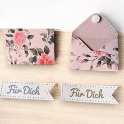 Sale Mini Umschläge Für Dich rosa Rosen – Gastgeschenk, Geldgeschenk & Mitbringsel – 10 Briefumschläge & Fahnen Dekoration
