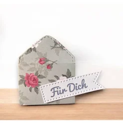 Sale Mini Umschläge Für Dich rosa Rosen – Gastgeschenk, Geldgeschenk & Mitbringsel – 10 Briefumschläge & Fahnen Dekoration
