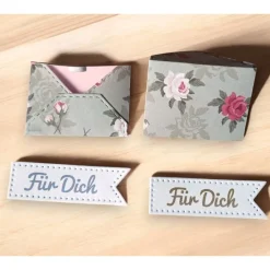 Sale Mini Umschläge Für Dich rosa Rosen – Gastgeschenk, Geldgeschenk & Mitbringsel – 10 Briefumschläge & Fahnen Dekoration