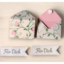 Sale Mini Umschläge Für Dich rosa Rosen – Gastgeschenk, Geldgeschenk & Mitbringsel – 10 Briefumschläge & Fahnen Dekoration