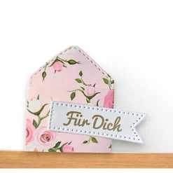 Sale Mini Umschläge Für Dich rosa Rosen – Gastgeschenk, Geldgeschenk & Mitbringsel – 10 Briefumschläge & Fahnen Dekoration
