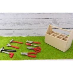 Bastelzubehör|SaBienchenshop Miniatur Garten Werkzeugkiste mit Werkzeug – Deko & Basteln für Feengarten & Puppenhaus