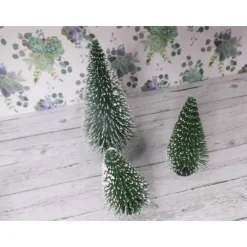 Clearance Miniatur Gartenszene Winter: 3 verschneite Tannenbäume für Deko, Basteln & Feengarten Wichtelzauber