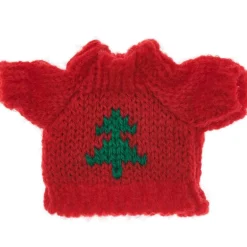Wichtelzauber|AmOlenDiek Miniatur Strickpullover rot mit grüner Tanne