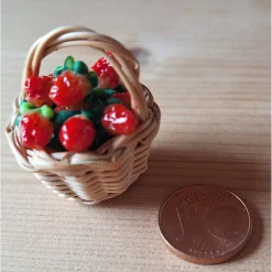 Wichtelzauber|Pfullinger Engele Miniatur Wichtel Erdbeeren Muttertag Korb Puppenstube
