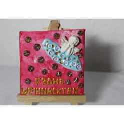 Best Minibild FROHE WEIHNACHTEN , kleine Collage Weihnachtsdeko mit Engel aus Polyresin, nette Tischdeko oder Gastgeschenk Weihnachtsdeko