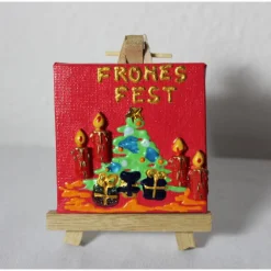 Weihnachtsgeschenke|Susanne Hiebl...die etwas andere Art! Minibild FROHES FEST , kleine Collage Weihnachtsdeko mit Kerzenmotiv aus Polyresin, nette Tischdeko oder Gastgeschenk