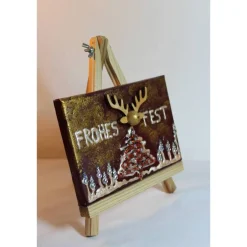 Sale Minibild FROHES FEST, kleine Collage Weihnachtsdeko mit Rentierkopf aus Holz, nette Tischdeko oder Gastgeschenk Weihnachtsgeschenke