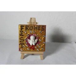 Weihnachtsgeschenke|Susanne Hiebl...die etwas andere Art! Minibild FROHES FEST, kleine Collage Weihnachtsdeko mit Engelsfigur aus Polyresin, nette Tischdeko oder Gastgeschenk