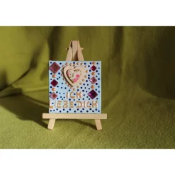 Best Minibild ICH LIEBE DICH  Acrylmalerei Keilrahmen Staffelei Geschenk zu Muttertag Valentinstag für Verliebte Kunst