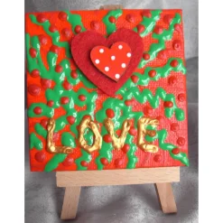 Valentinstagsgeschenke|Susanne Hiebl...die etwas andere Art! Minibild LOVE Acrylmalerei Keilrahmen Staffelei Geschenk zu Muttertag Valentinstag für Verliebte
