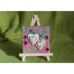 Best Minibild LOVE  Acrylmalerei auf Keilrahmen mit Staffelei kleines Geschenk zu Muttertag Valentinstag für Verliebte Kunst