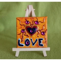 Best Minibild LOVE Acrylmalerei Keilrahmen Staffelei Geschenk zu Muttertag Valentinstag für Verliebte Kunst