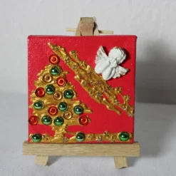 Weihnachtsdeko|Susanne Hiebl...die etwas andere Art! Minibild WEIHNACHTSENGEL , kleine Collage Weihnachtsdeko mit Engel aus Polyresin, nette Tischdeko oder Gastgeschenk