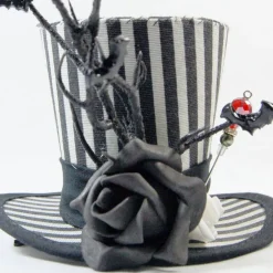 Accessoires|SilverFairyMeadows Mini-Hütchen - Gothic Fascinator Ast mit Fledermäusen Rosen gestreift
