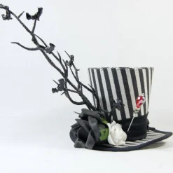Accessoires|SilverFairyMeadows Mini-Hütchen - Gothic Fascinator Ast mit Fledermäusen Rosen gestreift