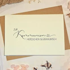 Online Minimalistische Glückwunschkarte zur Kommunion – Edle Klappkarte A6 mit Umschlag | Erstkommunion Geschenkkarte Glückwunschkarten