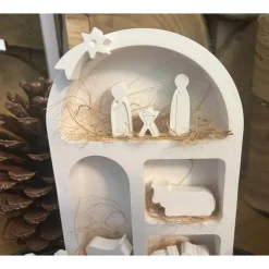 Clearance moderne Weihnachtskrippe aus Raysin im Fensterbogen - elegante Weihnachtsdeko Weihnachtsfiguren Heilige Familie Advent Krippen