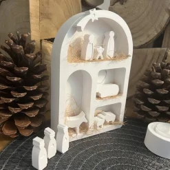 Clearance moderne Weihnachtskrippe aus Raysin im Fensterbogen - elegante Weihnachtsdeko Weihnachtsfiguren Heilige Familie Advent Krippen