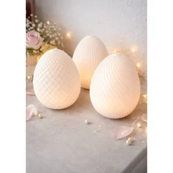 Accessoires|PD3D-Druckdesign Modernes LED Osterdeko Ei aus PETG – Handgemacht im 3D Druck – Minimalistische Frühlingsdeko mit Musterwahl