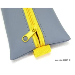 Discount Mäppchen grau Gummiband Zipper gelb A4 Ordner A5 Planer Skizzenbuch, handmade by BuntMixxDESIGN Federmäppchen