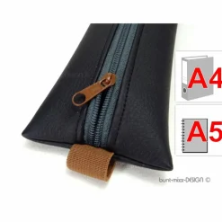Best Mäppchen mit Gummiband, A5 Kalender, A4 Ordner, Kunstleder schwarz braun grau, handmade by BuntMixxDESIGN Federmäppchen