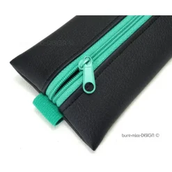 Federmäppchen|bunt-mixx-DESIGN Mäppchen mit Gummiband Kunstleder schwarz grün Buch Kalender A5, Ordner A4 , Federmäppchen, handmade by BuntMixxDESIGN