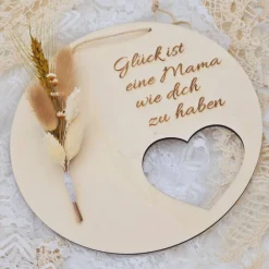 Best Mutter Tochter Geschenk | Dankeschön Mama | Glück ist eine Mama wie dich zu haben | Türkranz aus Trockenblumen Geschenke