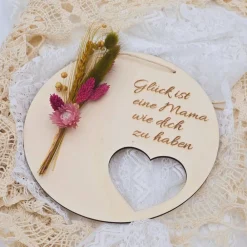 Best Mutter Tochter Geschenk | Dankeschön Mama | Glück ist eine Mama wie dich zu haben | Türkranz aus Trockenblumen Geschenke
