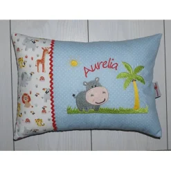 Sale Namenskissen - Kuschelkissen - Nilpferd - 25x35cm - Taufe - Geburt Geschenke