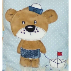 Sale Namenskissen, Kuschelkissen Doodle Stickerei Bärchen "Theo der Pirat" und Namen 40x40 cm, Hülle & Inlett Geschenke