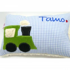Best Namenskissen Taufkissen Kuschelkissen Kindergartenkissen Geburtsgeschenk  Eisenbahn Lok Lokomotive Gastgeschenke