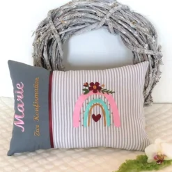 Sale Namenskissen zu Kommunion oder Konfirmation, personalisiertes Kissen für Mädchen, Kissen mit Namen Geschenke