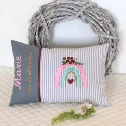 Sale Namenskissen zu Kommunion oder Konfirmation, personalisiertes Kissen für Mädchen, Kissen mit Namen Geschenke