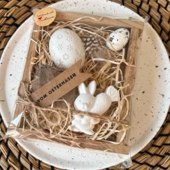 Hot Natürlich schönes Geschenkset für Ostern "Vom Osterhasen" • inkl. Holzverpackung Ostergeschenke