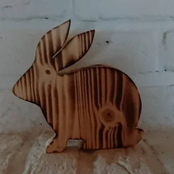 New Niedlicher Hase aus Holz, geflammt Osterdeko