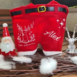 Discount Nikolaushose Mini personalisierbar | Weihnachtsmann Hose als Geschenkverpackung | Lustige Nikolaus Geschenkidee für Kind Säckchen & Beutel
