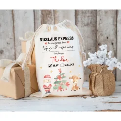 Clearance Nikolaussack mit Name personalisiert, Weihnachtssäckchen für Geschenke, Nikolausgeschenk, Nikolausbeutel Weihnachten Säckchen & Beutel