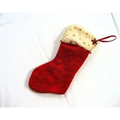 Clearance Nikolausstiefel Dekohänger in rot-beige genäht von Weihnachtsdeko